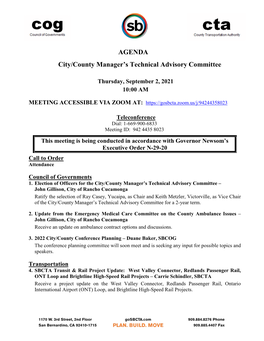 AGENDA City/County Manager's Technical Advisory Committee