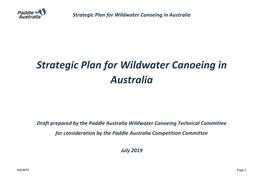 Strategic Plan for Wildwater Canoeing in Australia