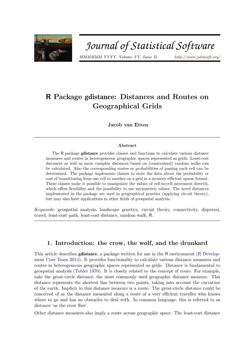 R Package Gdistance: Distances and Routes on Geographical Grids