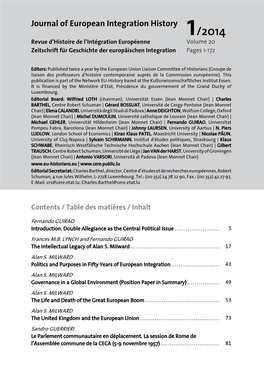 Journal of European Integration History 1/2014