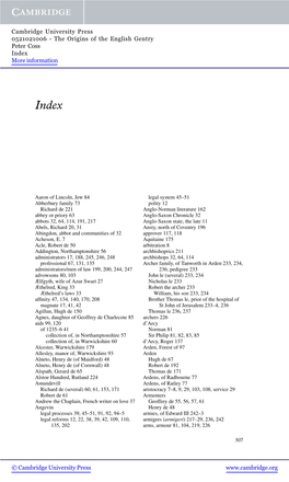 The Origins of the English Gentry Peter Coss Index More Information
