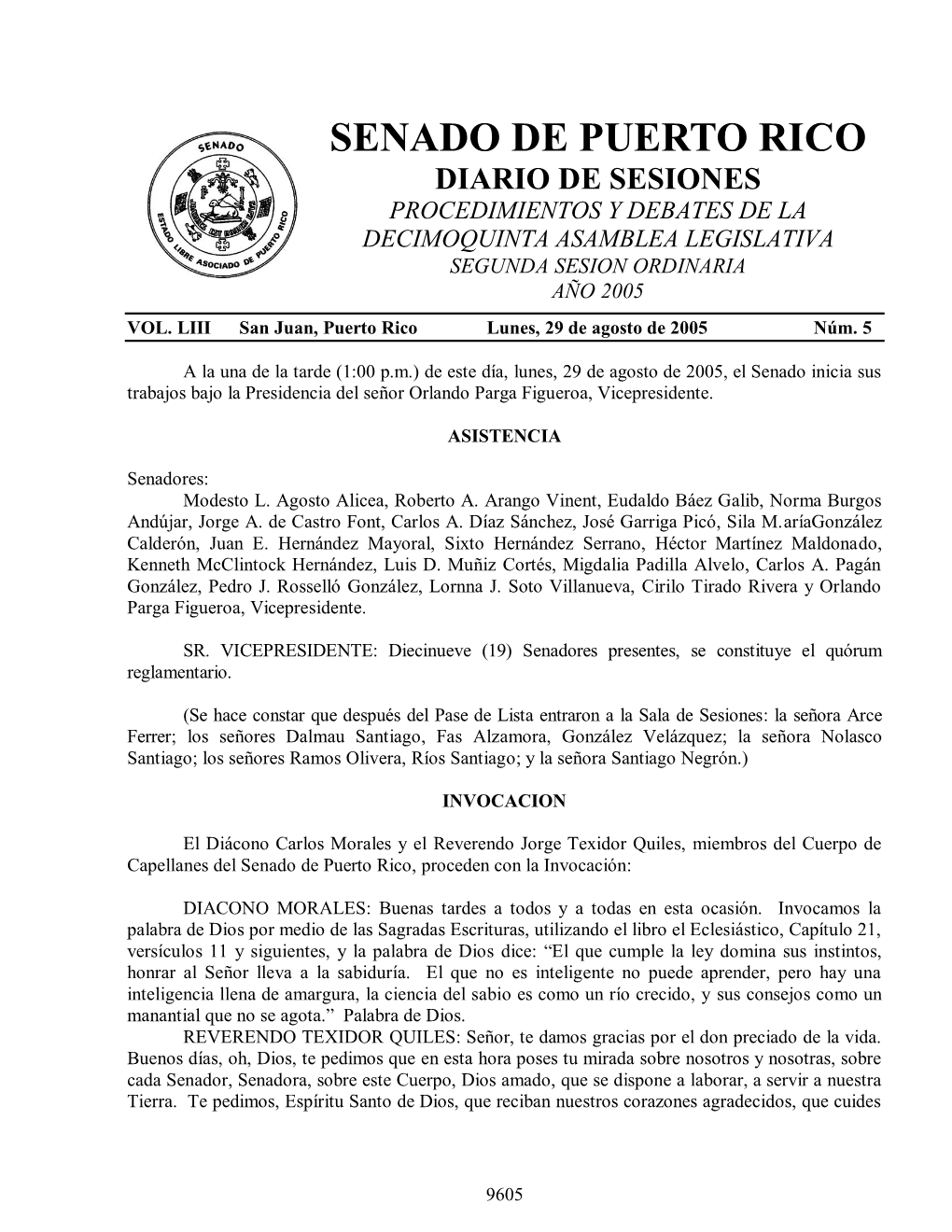 Diario De Sesiones Procedimientos Y Debates De La Decimoquinta Asamblea Legislativa Segunda Sesion Ordinaria Año 2005 Vol