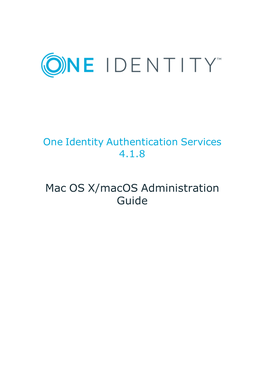One Identity Authentication Services Mac OS X/Macos Administration