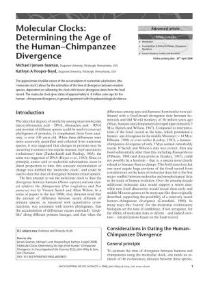 "Molecular Clocks: Determining the Age of the Human-Chimpanzee Divergence"