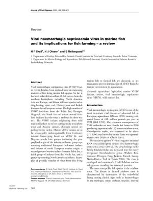 Viral Haemorrhagic Septicaemia Virus in Marine Fish and Its Implications