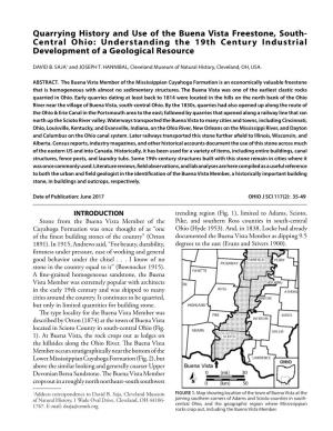 Quarrying History and Use of the Buena Vista Freestone, South- Central Ohio: Understanding the 19Th Century Industrial Development of a Geological Resource