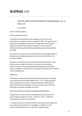 Events and Event Structures (Copenhagen, 24-27 May 07)
