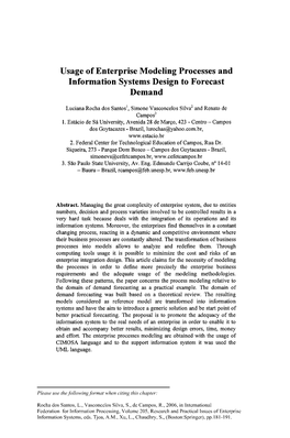 Usage of Enterprise Modeling Processes and Information Systems Design to Forecast Demand