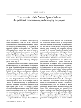The Excavation of the Ancient Agora of Athens: the Politics of Commissioning and Managing the Project