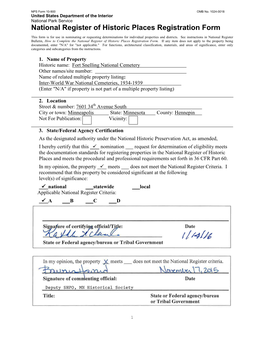 Fort Snelling National Cemetery NRHP Registration Form