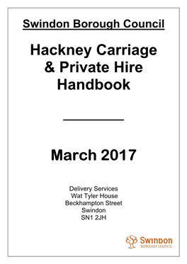 Hackney Carriage and Private Hire Handbook Index