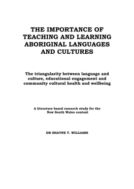 The … Value of Learning Aboriginal Languages