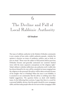 The Decline and Fall of Local Rabbinic Authority