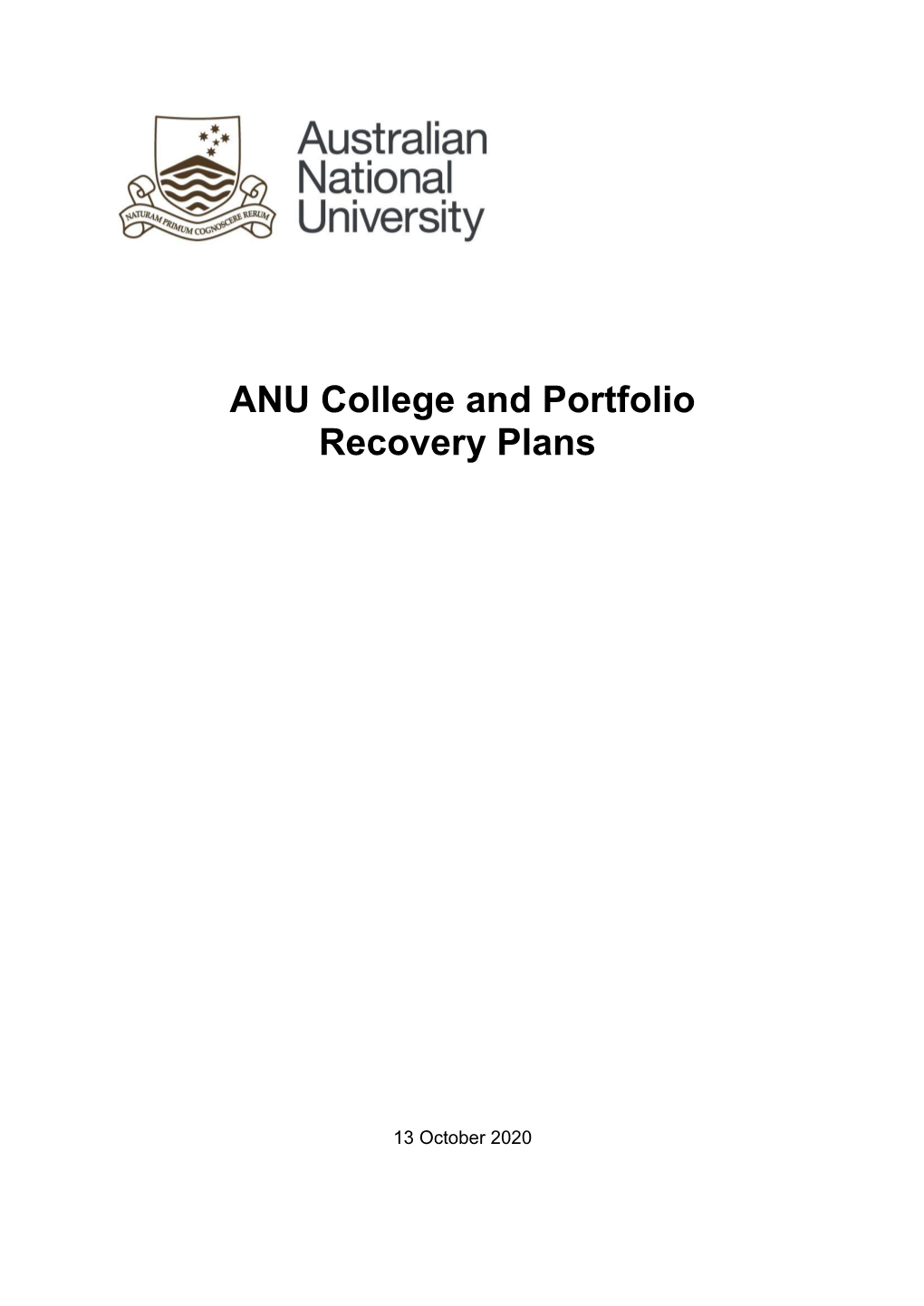 ANU College and Portfolio Recovery Plans