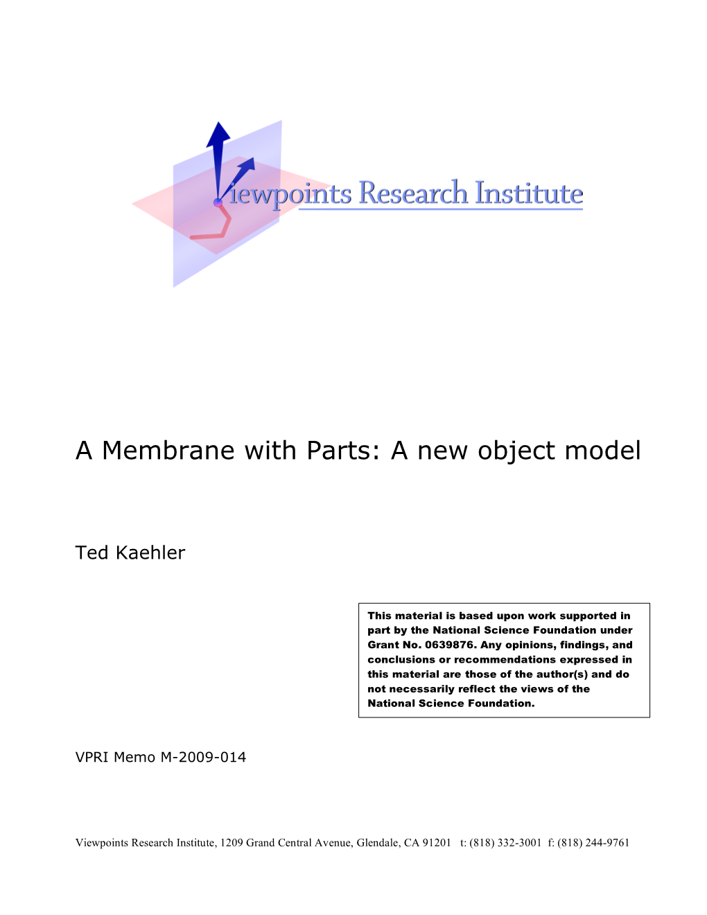 A Membrane with Parts: a New Object Model