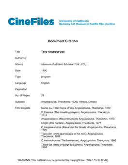 Cinefiles Document #10023