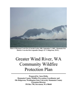 Greater Wind River, WA Community Wildfire Protection Plan