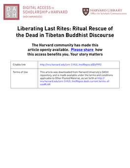 Ritual Rescue of the Dead in Tibetan Buddhist Discourse