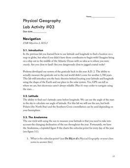 Physical Geography Lab Activity #03 Due Date______