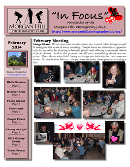 “In Focus” Newsletter of the Morgan Hill Photography Club