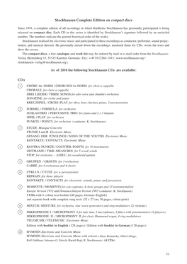 Stockhausen Complete Edition on Compact Discs English