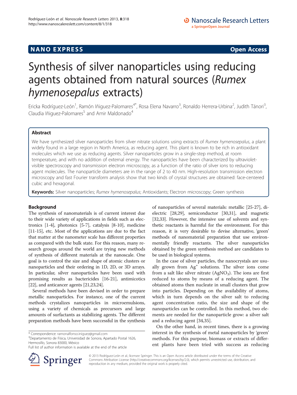 Synthesis of Silver Nanoparticles Using Reducing Agents Obtained