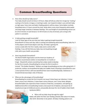 Common Breastfeeding Questions