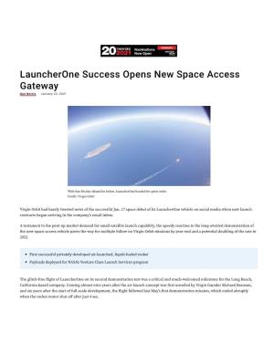 Launcherone Success Opens New Space Access Gateway Guy Norris January 22, 2021