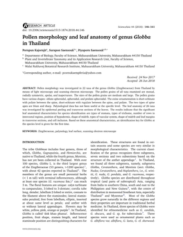 Pollen Morphology and Leaf Anatomy of Genus Globba in Thailand