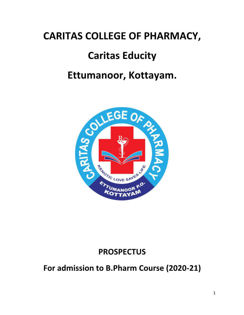 CARITAS COLLEGE of PHARMACY, Caritas Educity Ettumanoor, Kottayam