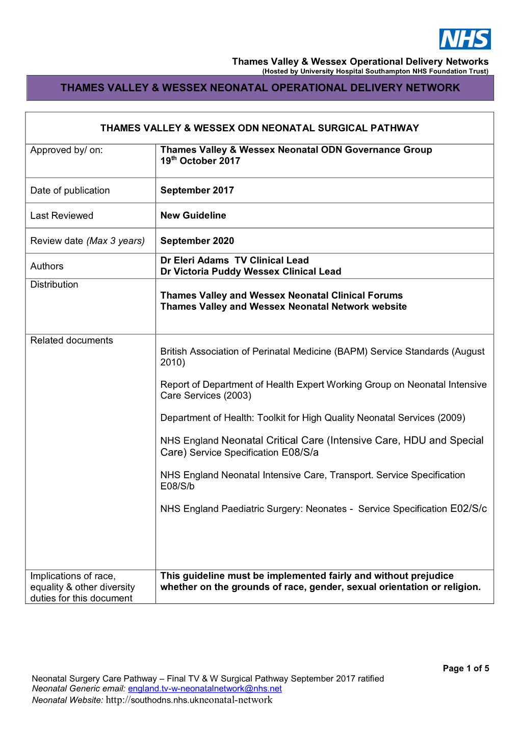 TV Wessex Surgical Care Pathway