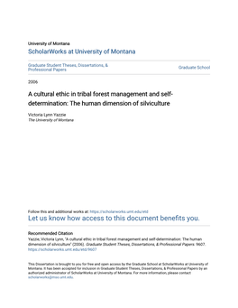 A Cultural Ethic in Tribal Forest Management and Self-Determination: the Human Dimension of Silviculture" (2006)