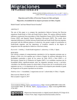 1 Migraciones Internacionales Is a Digital Journal Edited by El Colegio