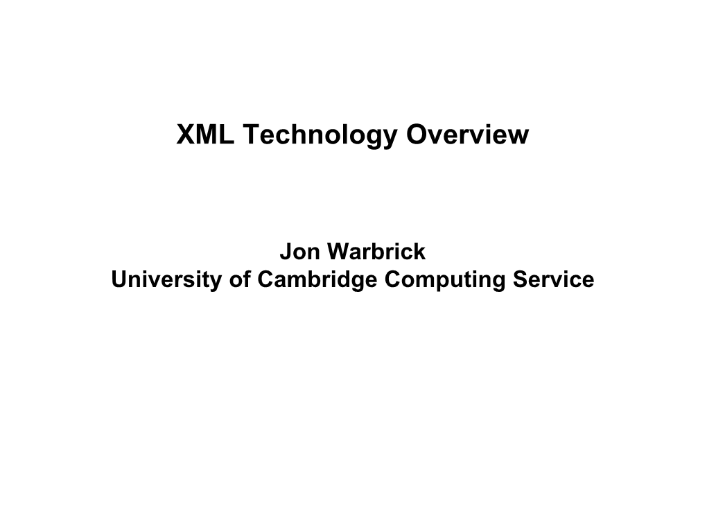 XML Technology Overview