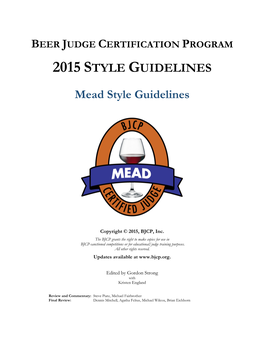 2015 BJCP Mead Style Guidelines