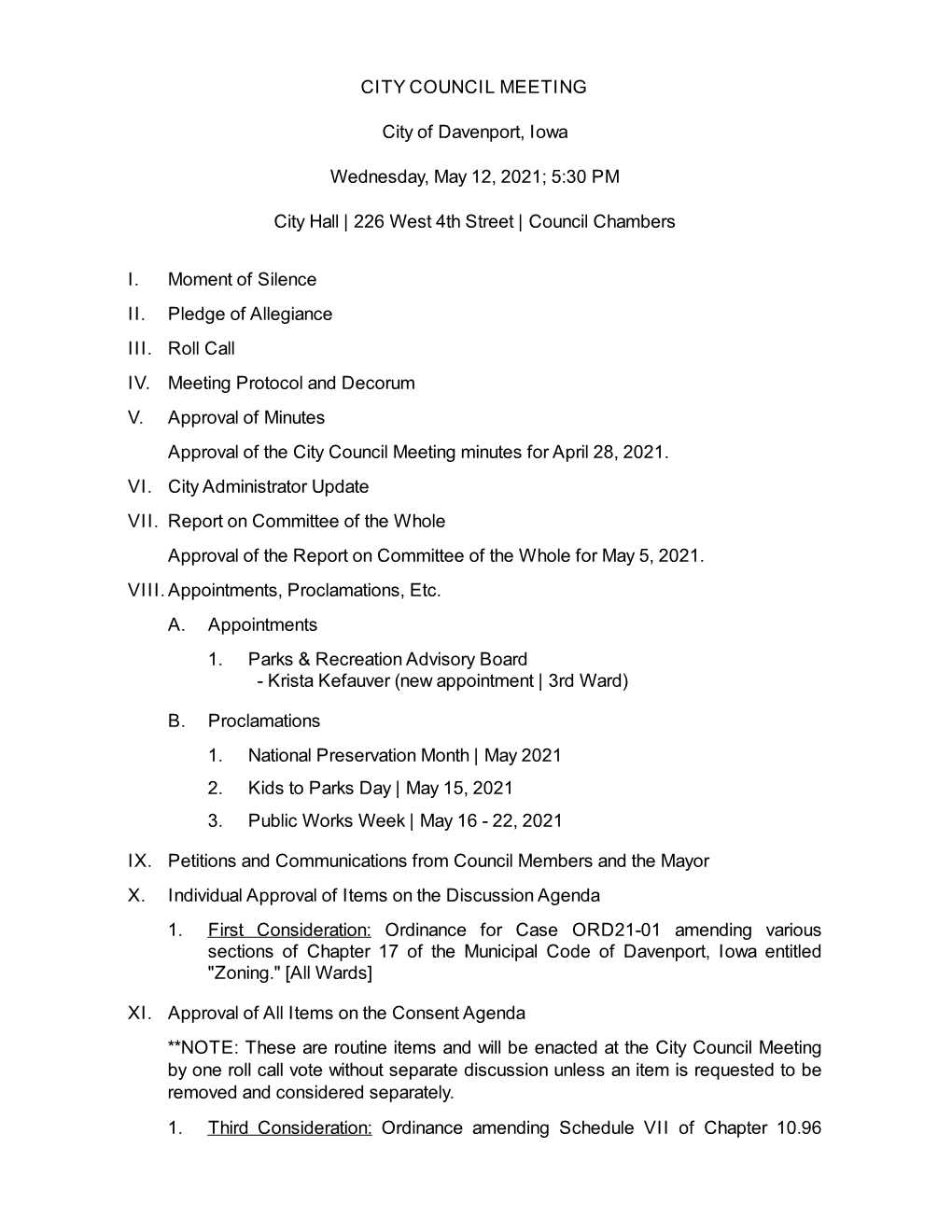 5:30 PM City Hall | 226 West 4Th Street | Council Chambers