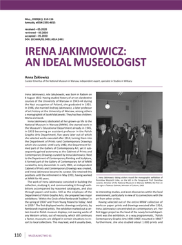 Irena Jakimowicz: an Ideal Museologist