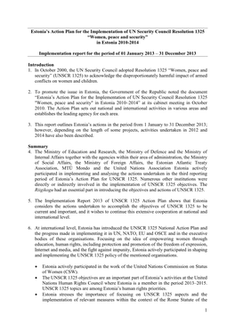 1 Estonia's Action Plan for the Implementation of UN Security