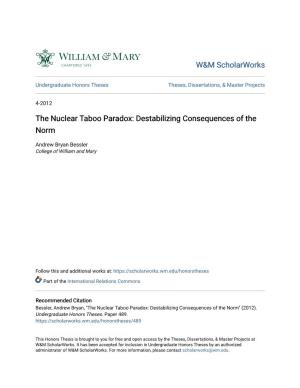 The Nuclear Taboo Paradox: Destabilizing Consequences of the Norm