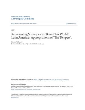 "Brave New World": Latin American Appropriations of "The Tempest"