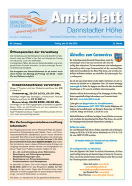 Amtsblatt Dannstadter Höhe | Amtsblatt@Vgds.De Dannstadt-Schauernheim, Hochdorf-Assenheim, Rödersheim-Gronau