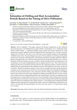 Estimation of Chilling and Heat Accumulation Periods Based on the Timing of Olive Pollination