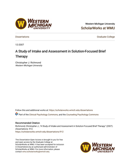 A Study of Intake and Assessment in Solution-Focused Brief Therapy