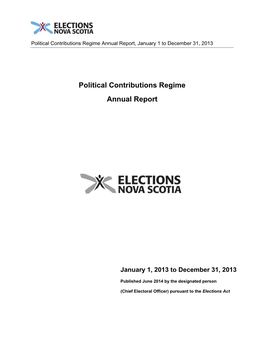 Political Contributions Regime Annual Report 2013