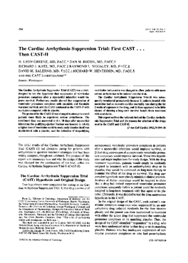 The Cardiac Arrhythmia Suppression Trial : First CAST