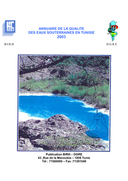 Annuaire De La Qualite Des Eaux Souterraines En Tunisie 2003