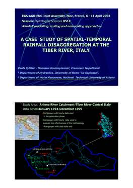 A Case Study of Spatial-Temporal Rainfall Disaggregation at the Tiber River, Italy