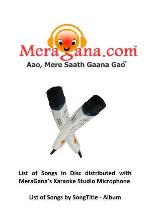 List of Songs in Disc Distributed with Meragana's Karaoke Studio