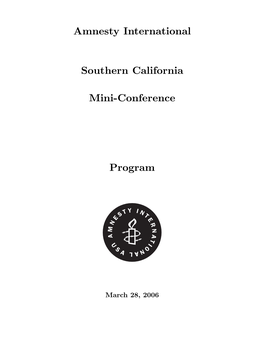 Amnesty International Southern California Mini-Conference Program