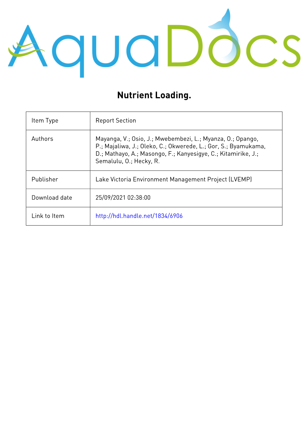 CHAPTER 7 Nutrient Loading